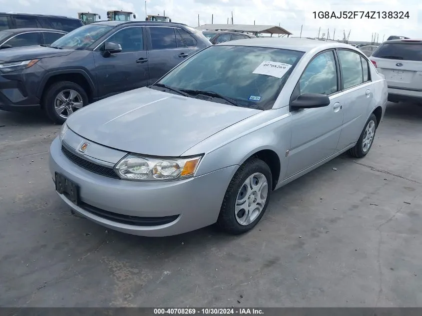 2004 Saturn Ion 2 VIN: 1G8AJ52F74Z138324 Lot: 40708269