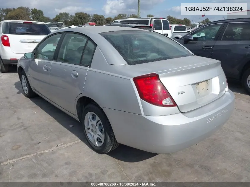 2004 Saturn Ion 2 VIN: 1G8AJ52F74Z138324 Lot: 40708269