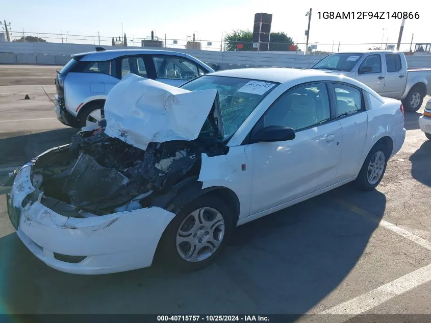 2004 Saturn Ion 2 VIN: 1G8AM12F94Z140866 Lot: 40715757