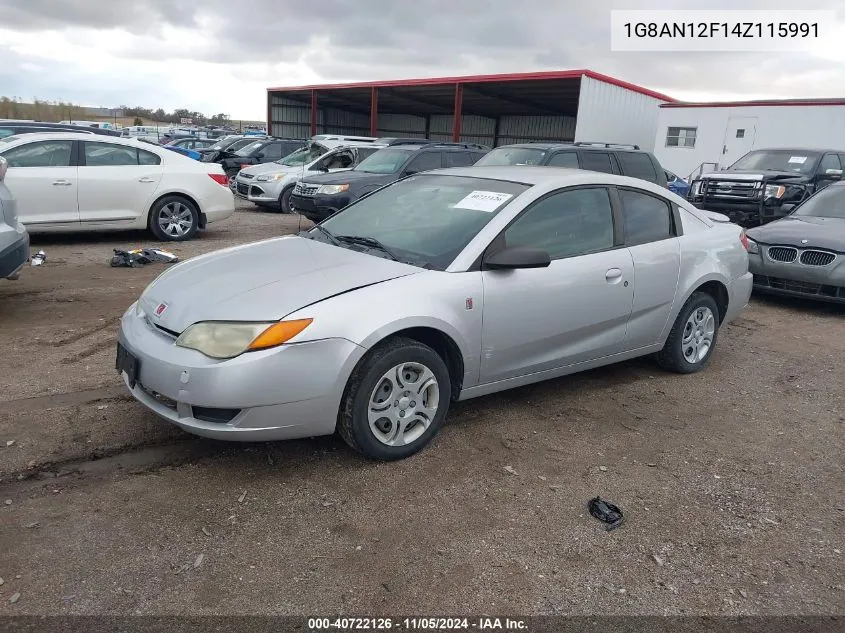 2004 Saturn Ion 2 VIN: 1G8AN12F14Z115991 Lot: 40722126