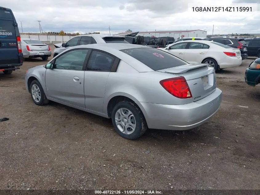 2004 Saturn Ion 2 VIN: 1G8AN12F14Z115991 Lot: 40722126