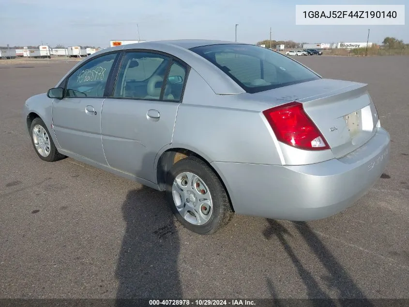 2004 Saturn Ion 2 VIN: 1G8AJ52F44Z190140 Lot: 40728978