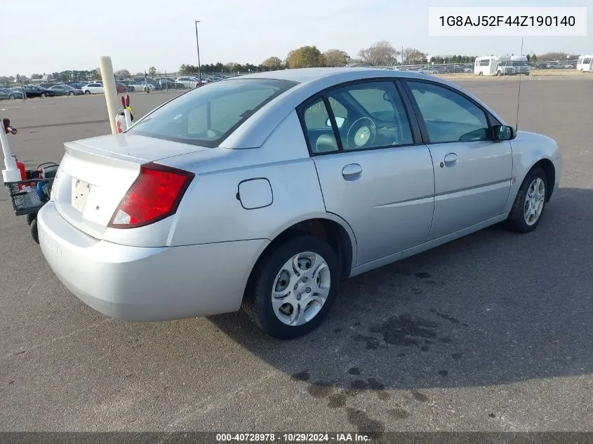 2004 Saturn Ion 2 VIN: 1G8AJ52F44Z190140 Lot: 40728978