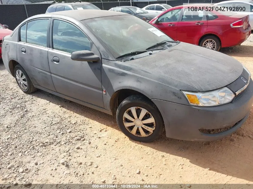 2004 Saturn Ion 1 VIN: 1G8AF52F04Z192890 Lot: 40733443