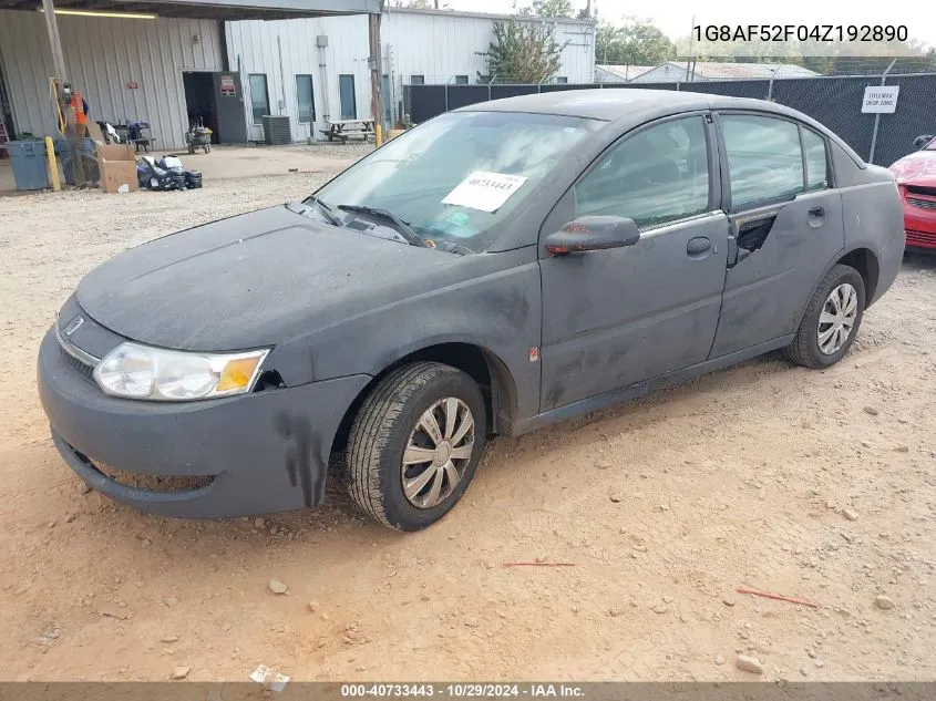 2004 Saturn Ion 1 VIN: 1G8AF52F04Z192890 Lot: 40733443