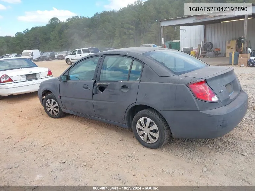 2004 Saturn Ion 1 VIN: 1G8AF52F04Z192890 Lot: 40733443