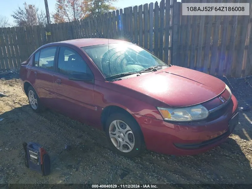 2004 Saturn Ion 2 VIN: 1G8AJ52F64Z186008 Lot: 40840529