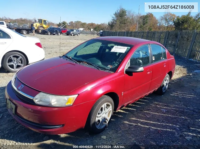 2004 Saturn Ion 2 VIN: 1G8AJ52F64Z186008 Lot: 40840529