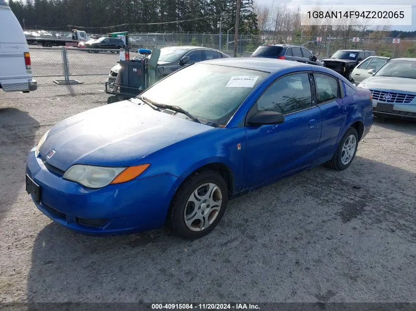 2004 Saturn Ion 2 VIN: 1G8AN14F94Z202065 Lot: 40915084