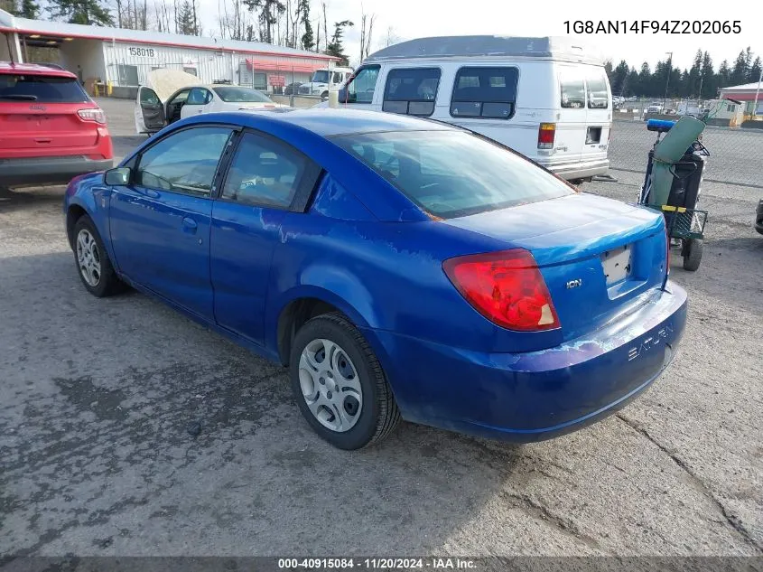 2004 Saturn Ion 2 VIN: 1G8AN14F94Z202065 Lot: 40915084