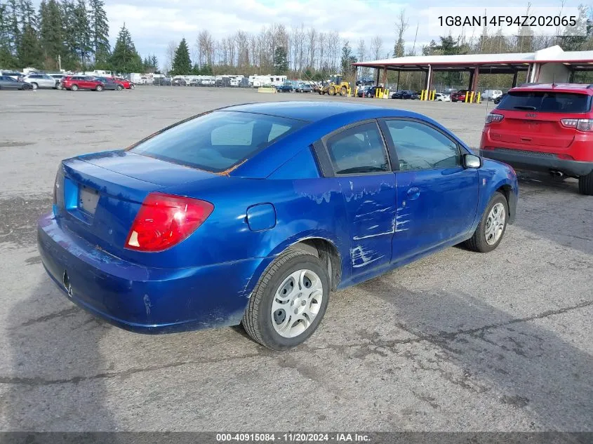 2004 Saturn Ion 2 VIN: 1G8AN14F94Z202065 Lot: 40915084