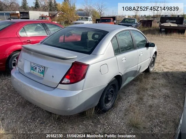 2005 Saturn Ion Sedan VIN: 1G8AZ52F45Z149839 Lot: 20182330