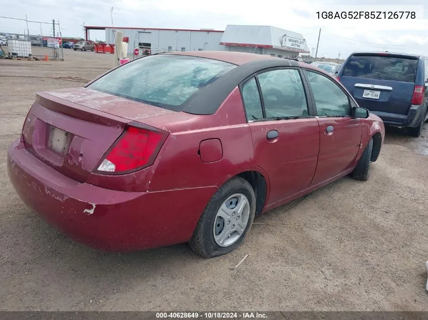 2005 Saturn Ion 1 VIN: 1G8AG52F85Z126778 Lot: 40628649