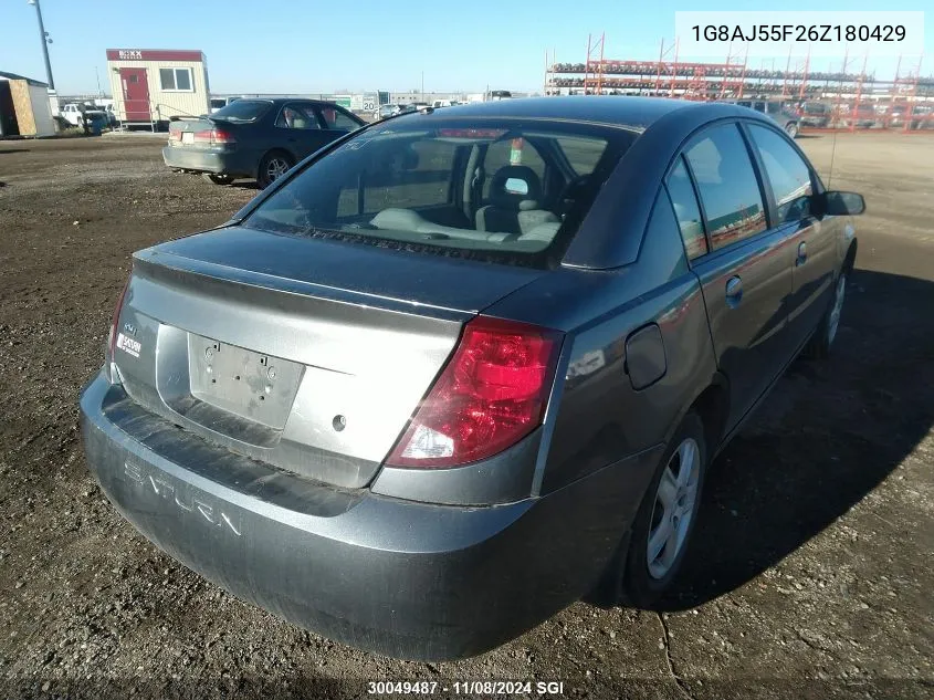 2006 Saturn Ion Level 2 VIN: 1G8AJ55F26Z180429 Lot: 30049487