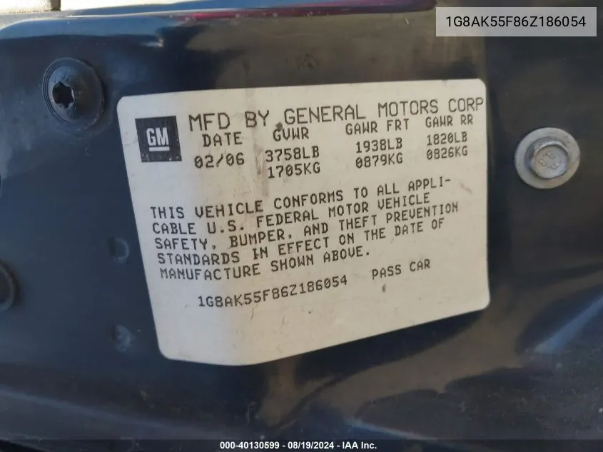 1G8AK55F86Z186054 2006 Saturn Ion 3