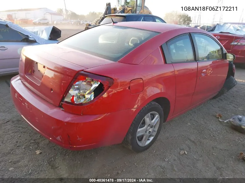 2006 Saturn Ion Level 2 VIN: 1G8AN18F06Z172211 Lot: 40361478