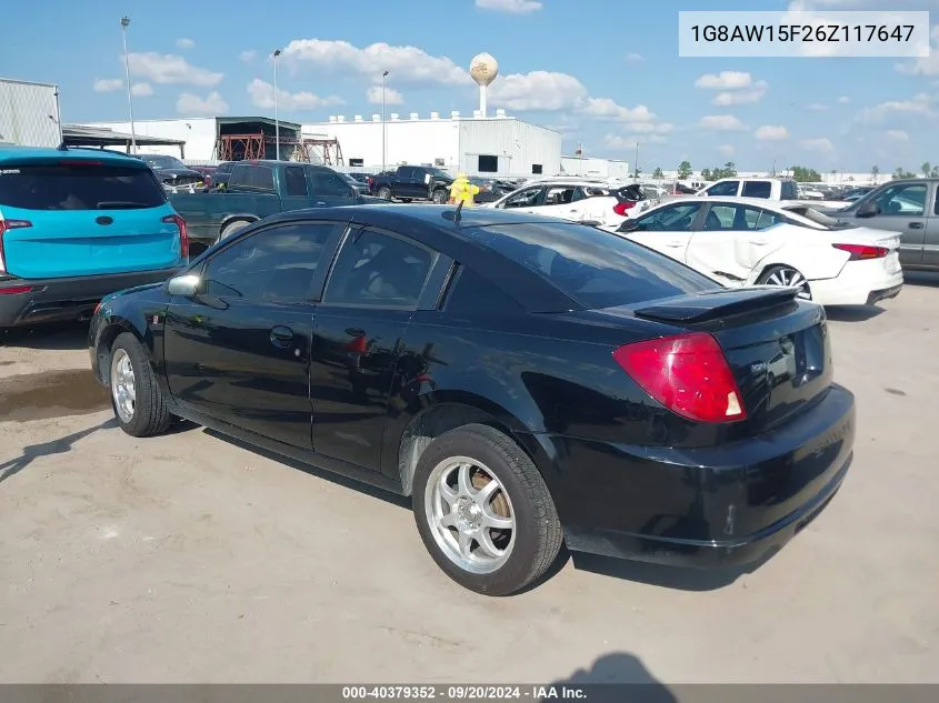 2006 Saturn Ion 3 VIN: 1G8AW15F26Z117647 Lot: 40379352