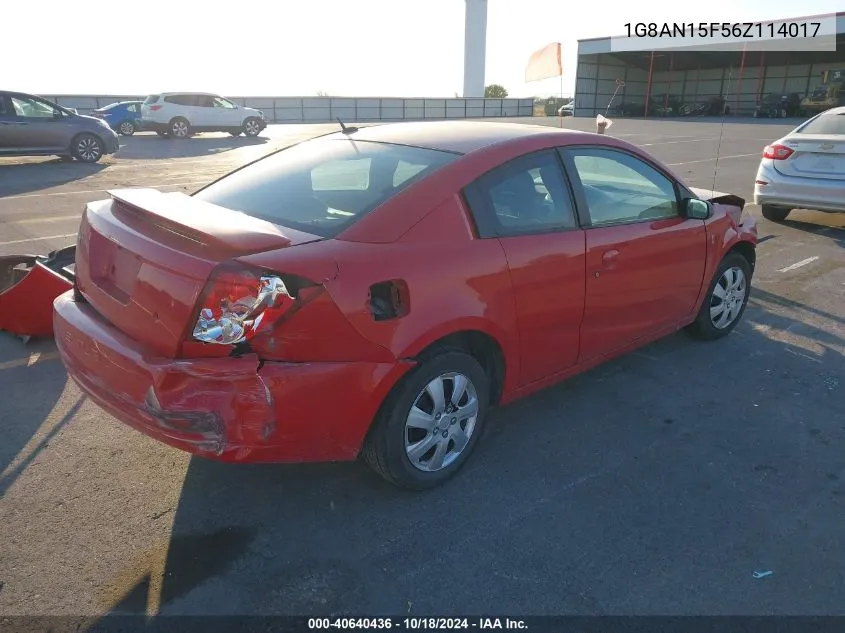 2006 Saturn Ion 2 VIN: 1G8AN15F56Z114017 Lot: 40640436