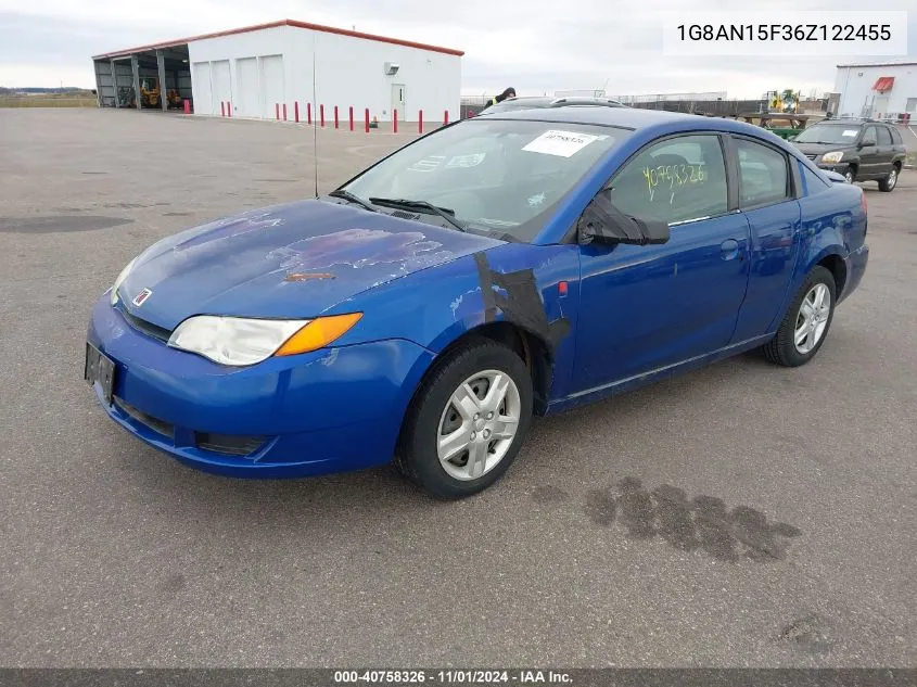 2006 Saturn Ion 2 VIN: 1G8AN15F36Z122455 Lot: 40758326