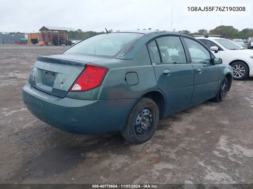 2006 Saturn Ion 2 VIN: 1G8AJ55F76Z190308 Lot: 40770664