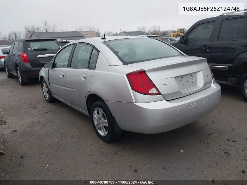 2006 Saturn Ion 2 VIN: 1G8AJ55F26Z124748 Lot: 40780769