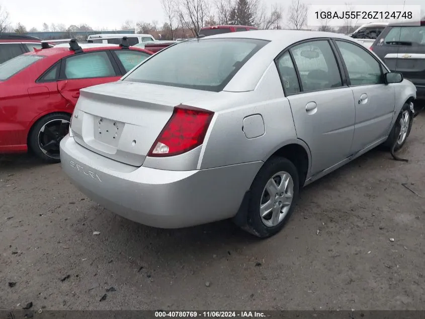 2006 Saturn Ion 2 VIN: 1G8AJ55F26Z124748 Lot: 40780769