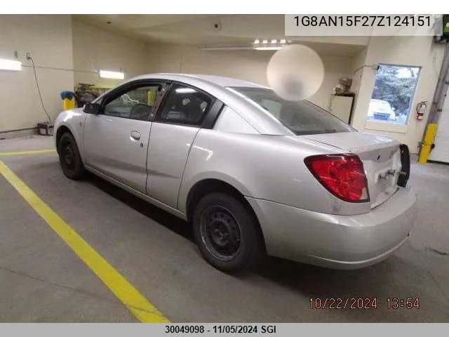 2007 Saturn Ion Level 2 VIN: 1G8AN15F27Z124151 Lot: 30049098