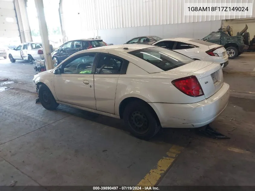 2007 Saturn Ion 2 VIN: 1G8AM18F17Z149024 Lot: 39890497