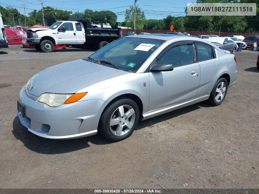 2007 Saturn Ion 3 VIN: 1G8AW18B27Z111518 Lot: 39930420