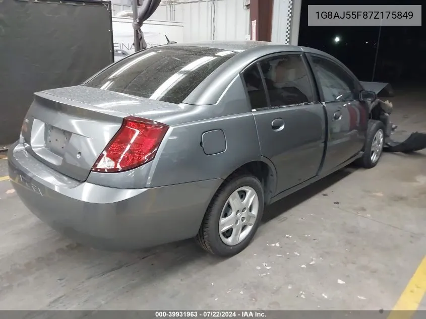 2007 Saturn Ion 2 VIN: 1G8AJ55F87Z175849 Lot: 39931963