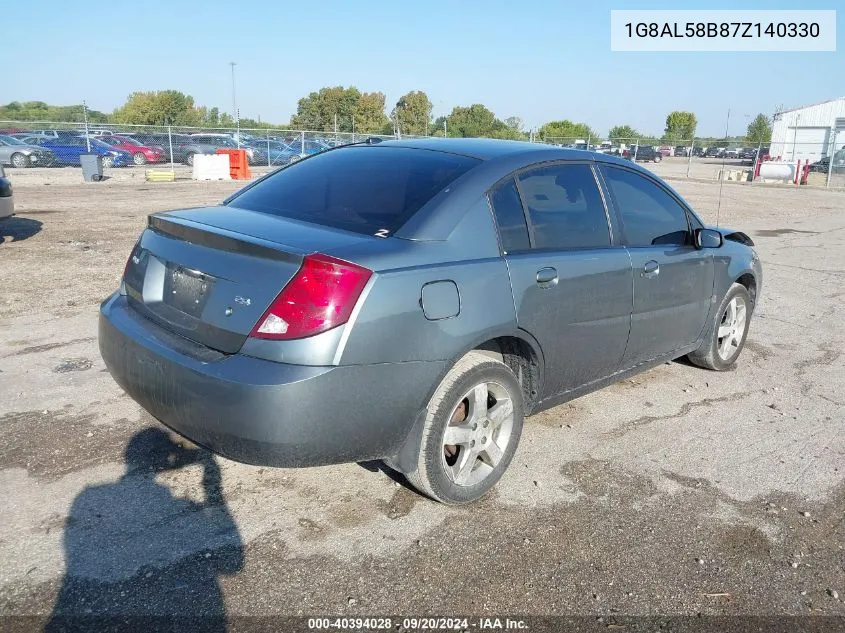 2007 Saturn Ion 3 VIN: 1G8AL58B87Z140330 Lot: 40394028