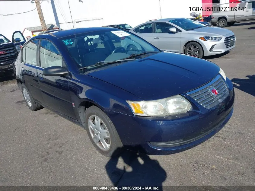 2007 Saturn Ion 2 VIN: 1G8AJ58F87Z189441 Lot: 40439436