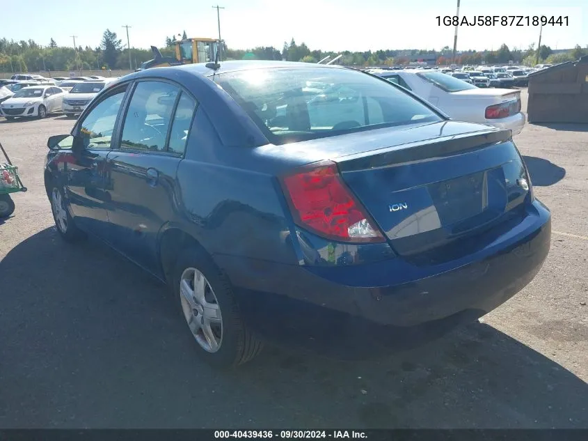 2007 Saturn Ion 2 VIN: 1G8AJ58F87Z189441 Lot: 40439436