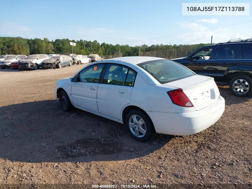 2007 Saturn Ion 2 VIN: 1G8AJ55F17Z113788 Lot: 40565092