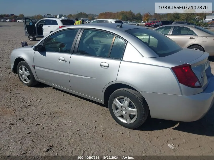 2007 Saturn Ion 2 VIN: 1G8AJ55F07Z107870 Lot: 40597394