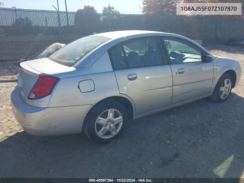 2007 Saturn Ion 2 VIN: 1G8AJ55F07Z107870 Lot: 40597394