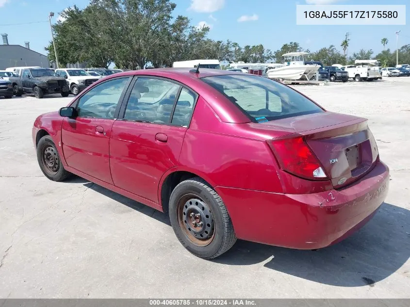 2007 Saturn Ion 2 VIN: 1G8AJ55F17Z175580 Lot: 40605785