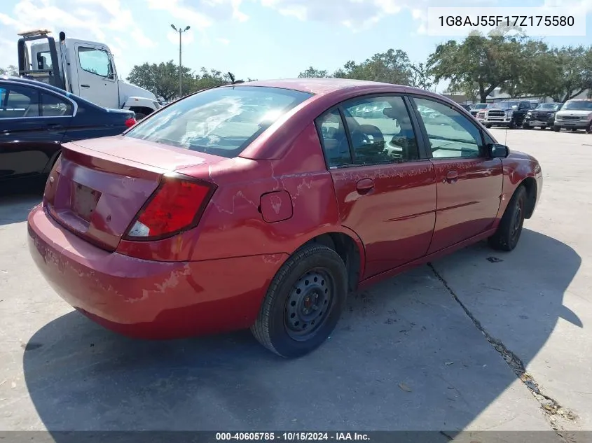 2007 Saturn Ion 2 VIN: 1G8AJ55F17Z175580 Lot: 40605785