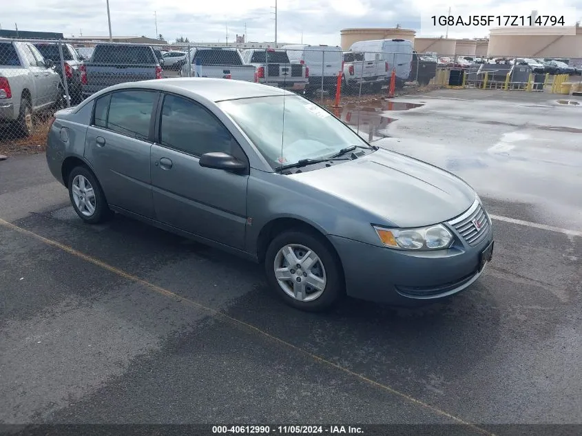 2007 Saturn Ion 2 VIN: 1G8AJ55F17Z114794 Lot: 40612990