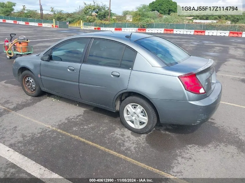 2007 Saturn Ion 2 VIN: 1G8AJ55F17Z114794 Lot: 40612990