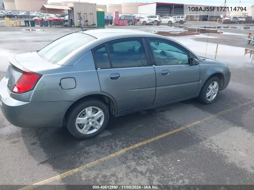 2007 Saturn Ion 2 VIN: 1G8AJ55F17Z114794 Lot: 40612990