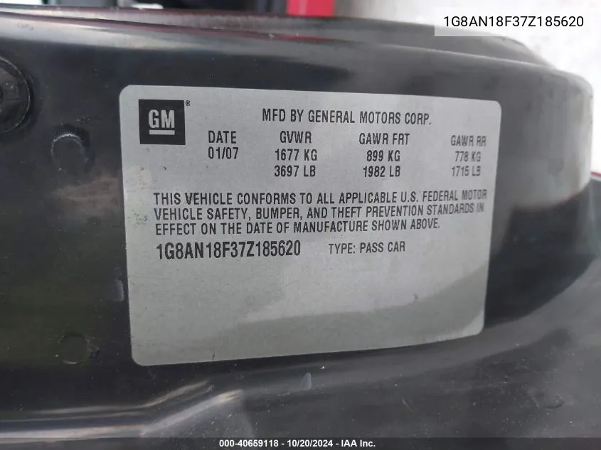 1G8AN18F37Z185620 2007 Saturn Ion Level 2