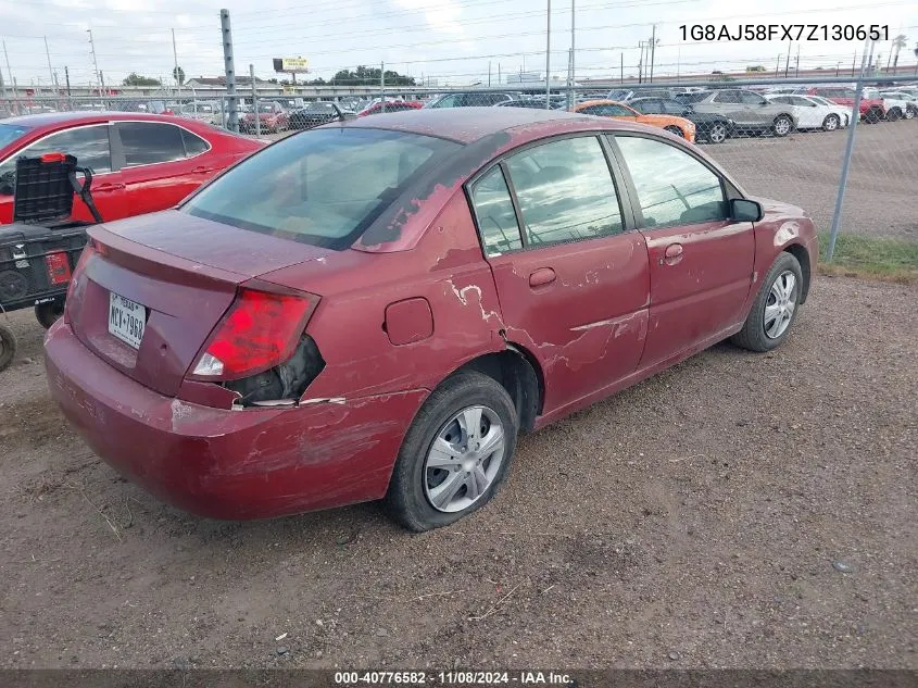 2007 Saturn Ion 2 VIN: 1G8AJ58FX7Z130651 Lot: 40776582