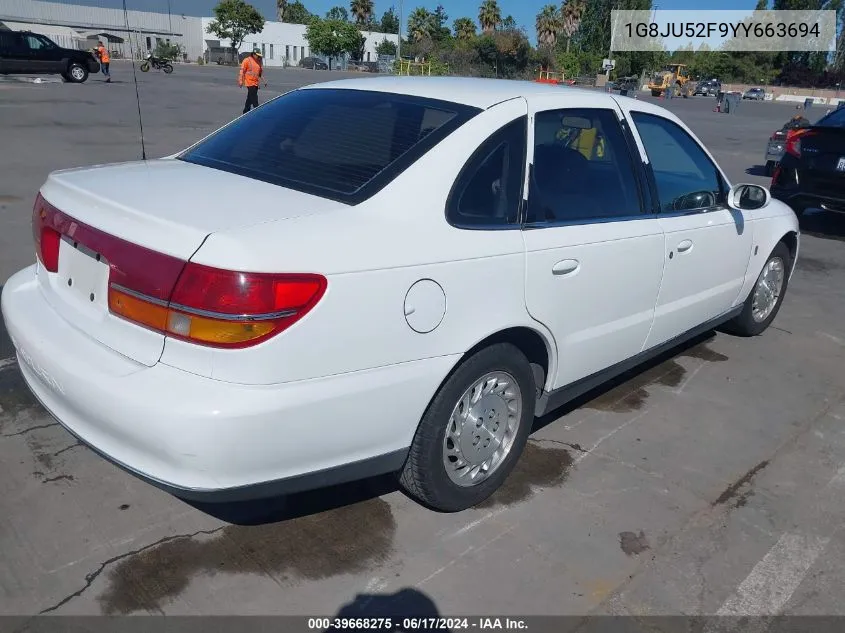 2000 Saturn Ls1 VIN: 1G8JU52F9YY663694 Lot: 39668275