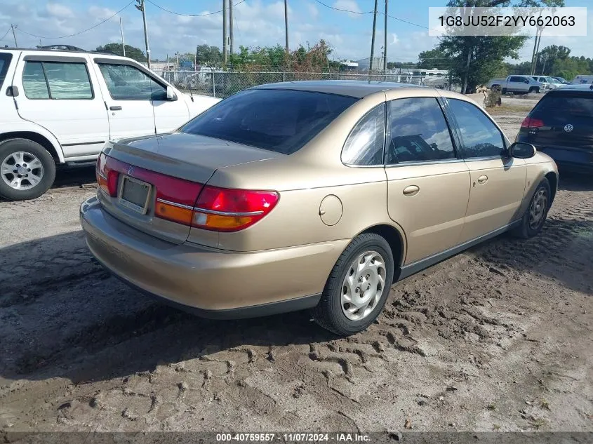 2000 Saturn Ls1 VIN: 1G8JU52F2YY662063 Lot: 40759557