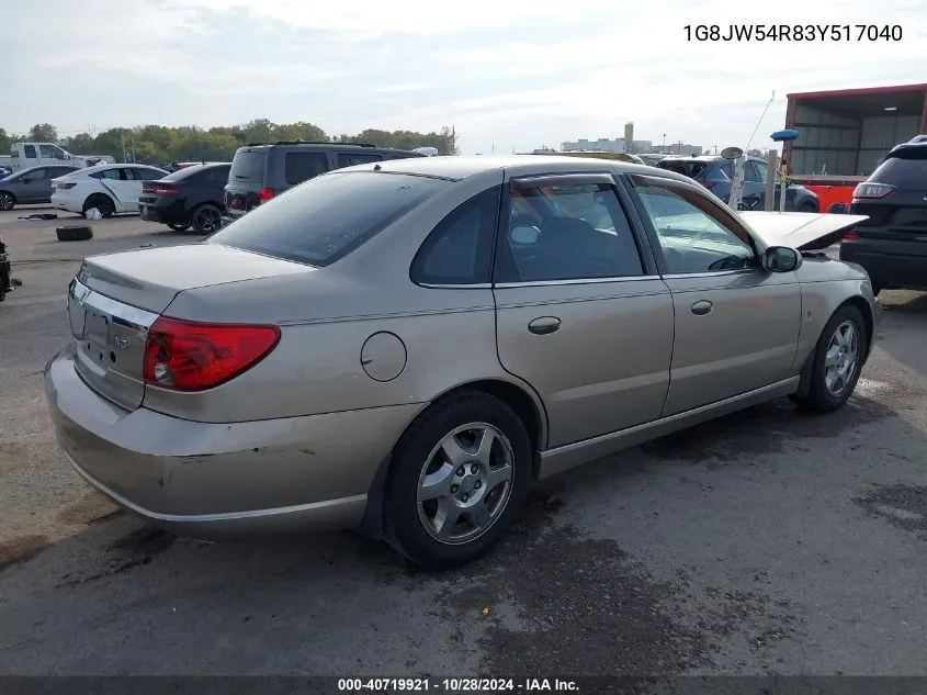 2003 Saturn L-Series L300 VIN: 1G8JW54R83Y517040 Lot: 40719921