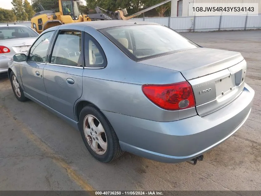 2003 Saturn L-Series L300 VIN: 1G8JW54R43Y534143 Lot: 40736250