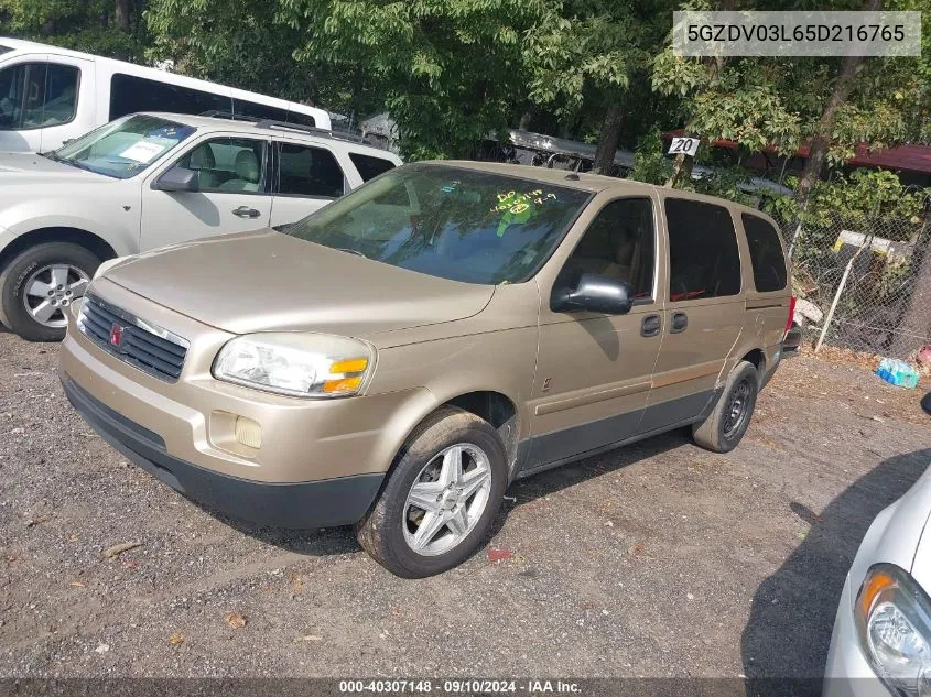 2005 Saturn Relay Fwd VIN: 5GZDV03L65D216765 Lot: 40307148