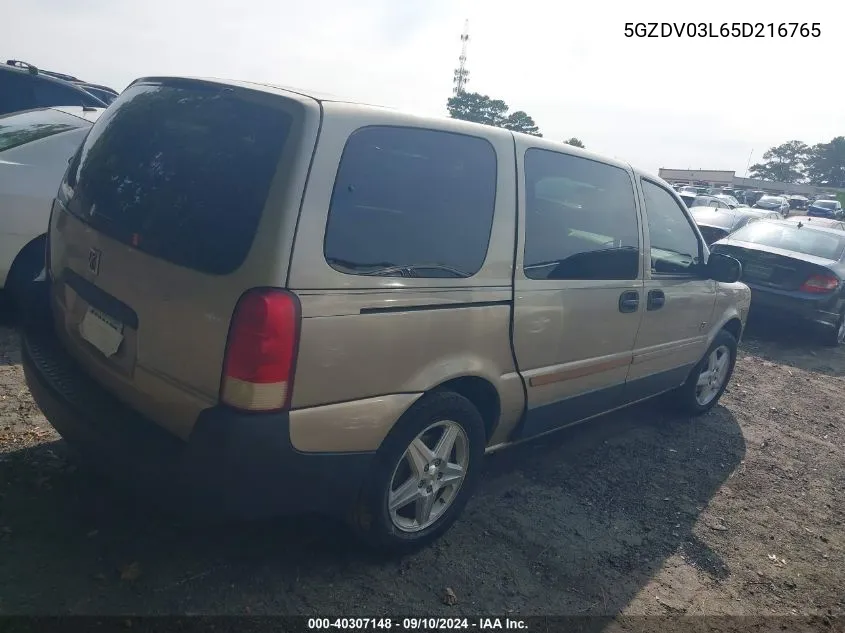 2005 Saturn Relay Fwd VIN: 5GZDV03L65D216765 Lot: 40307148