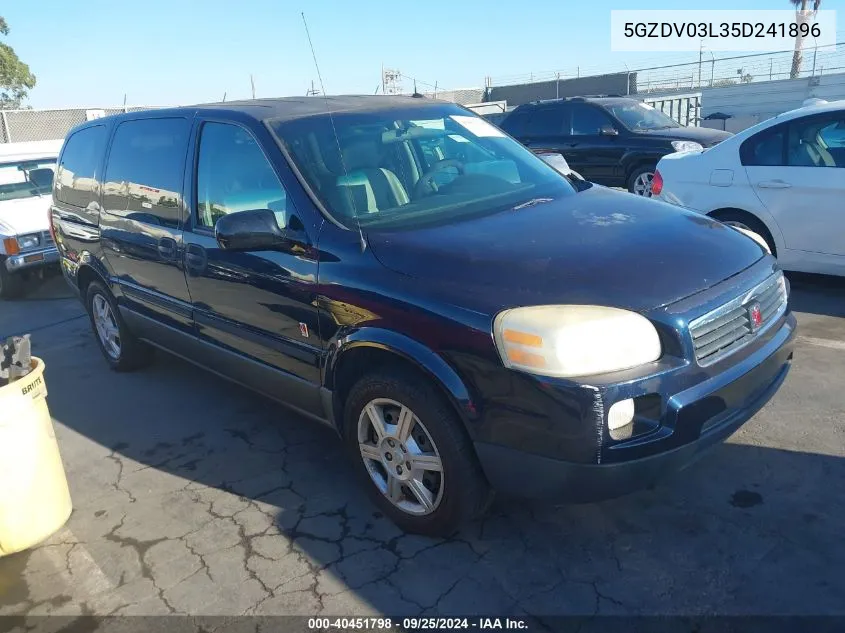 2005 Saturn Relay Fwd VIN: 5GZDV03L35D241896 Lot: 40451798